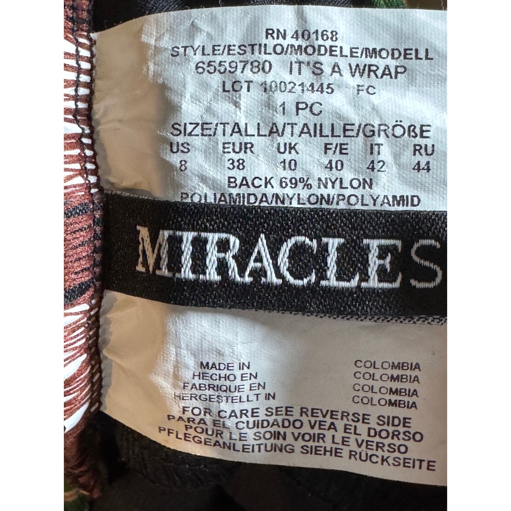 Miraclesuit Its A Wrap Tropical Palm Print One Piece Swimsuit Multi Size 8 NEW - Picture 5 of 6